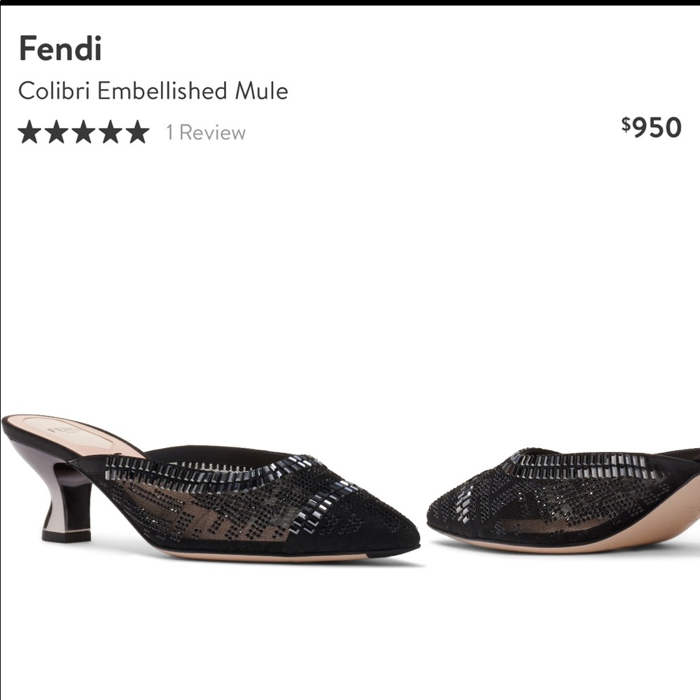 Fendi crystal black mule size 38.5